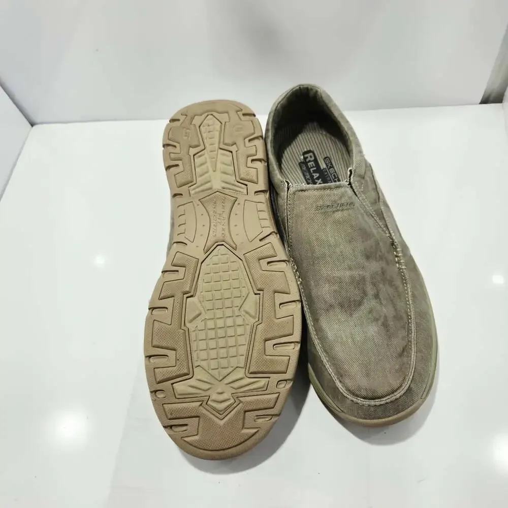 Skechers Expected Avillo Relaxed Fit Slip-On Shoes Size 14 Khaki Canvas